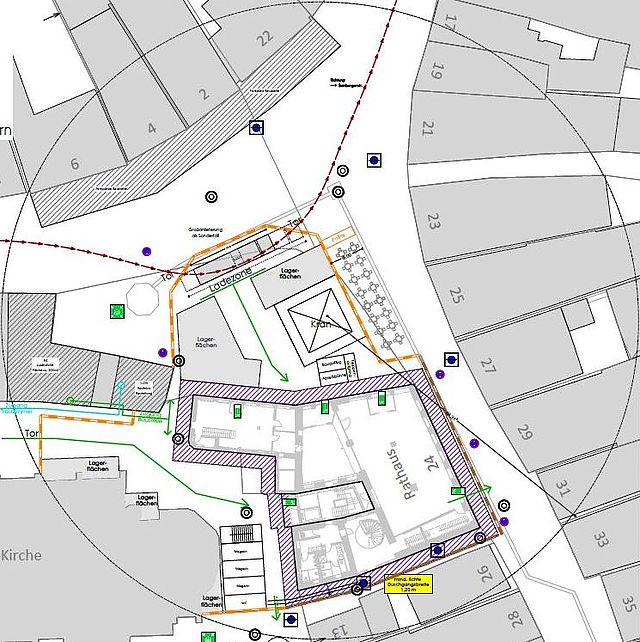 Baustellenplan für die Rathaussanierung